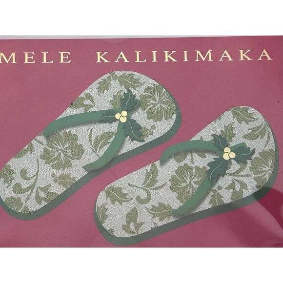 Hawaiian Christmas Cards Hawaii Mele Kalikimaka Hibiscus Sandals Set Of 10 New - Picture 2 of 3